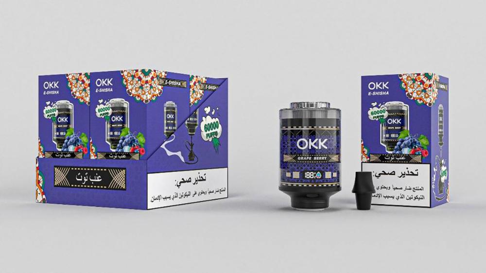 شيشة الكترونية 60000 الف سحبة نكهة عنب التوت  OKK E-Shisha – Grape Berry