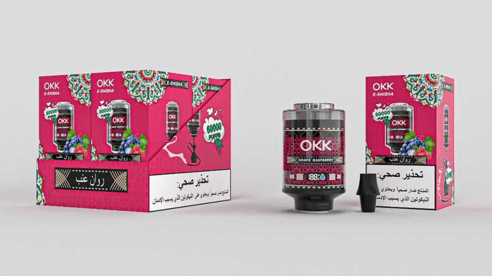 شيشة الكترونية 60000 الف سحبة نكهة  روان عنبOKK E-Shisha –