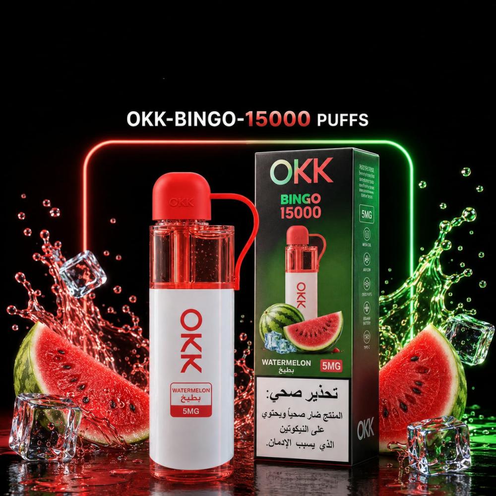 فيب سحبة اوك 15 ألف موشة نكهة بطيخ - OKK Vape 15,000 Puffs Watermelon