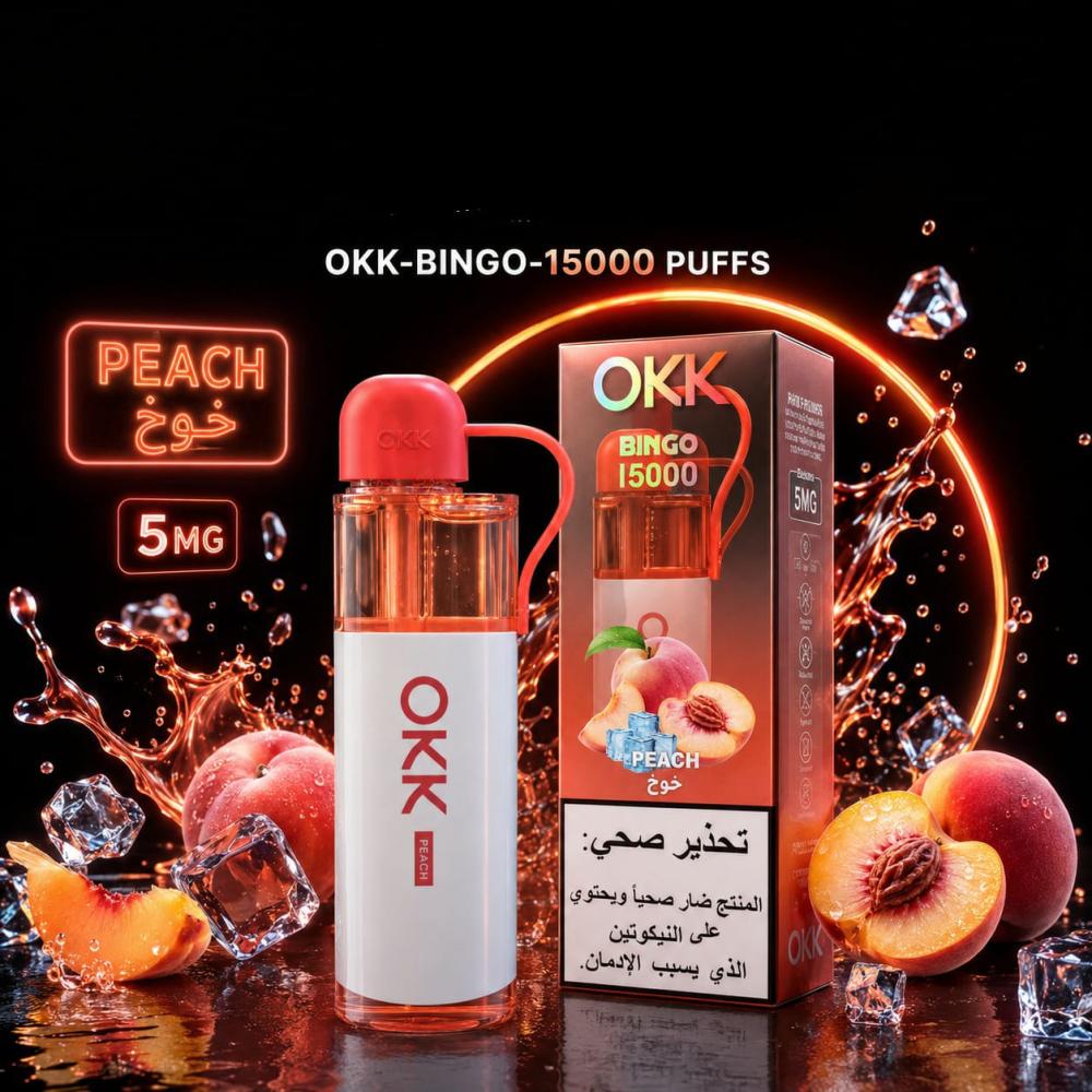 فيب سحبة اوك 15 ألف موشة نكهة خوخ - OKK Vape 15,000 Puffs Peach