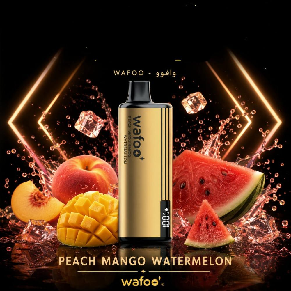 فيب سحبة وافو 16 ألف موشة نكهة بطيخ خوخ مانجو - WAFOO 16000 Puffs Peach Mango Watermelon