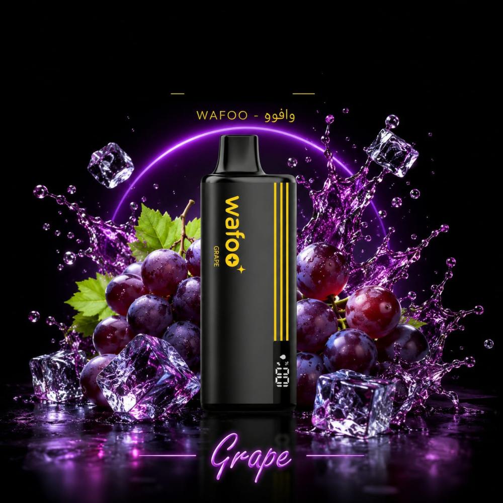 فيب سحبة وافو 16 ألف موشة نكهة عنب - WAFOO 16000 Puffs Grape