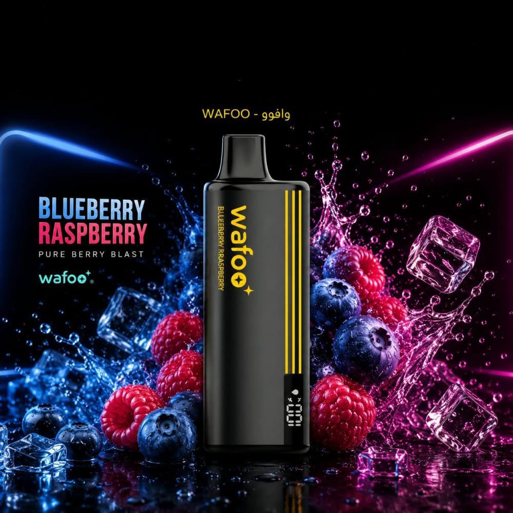 فيب سحبة وافو 16 ألف موشة نكهة توت أزرق وتوت أحمر - WAFOO 16000 Puffs Blueberry Raspberry