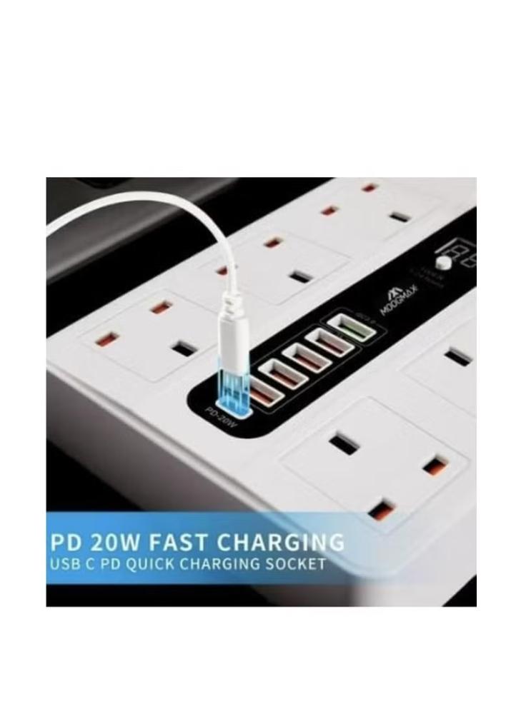 توصيله كهرباء 3 متر sopany سته مدخل +5 منفذ شحن usb موديل sy-u8876